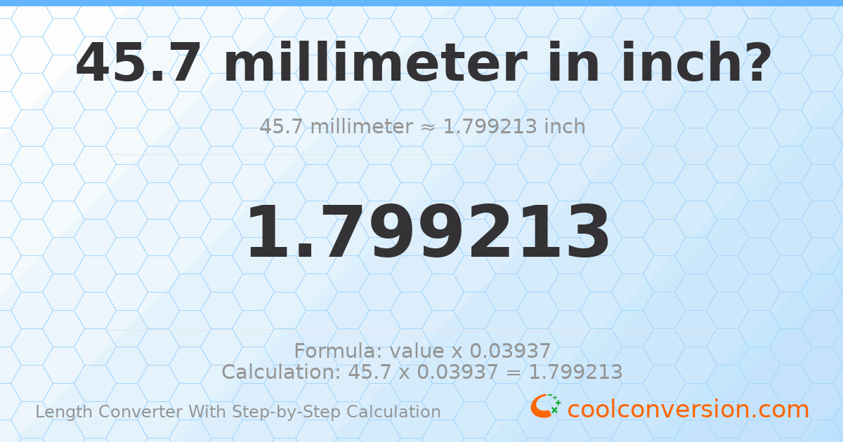 45.7 millimeters = 1.79921 inches