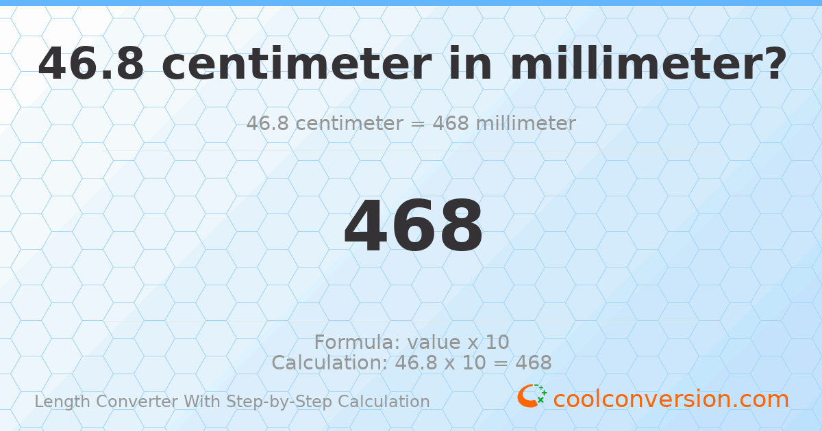 46.8 centimeters = 468 millimeters