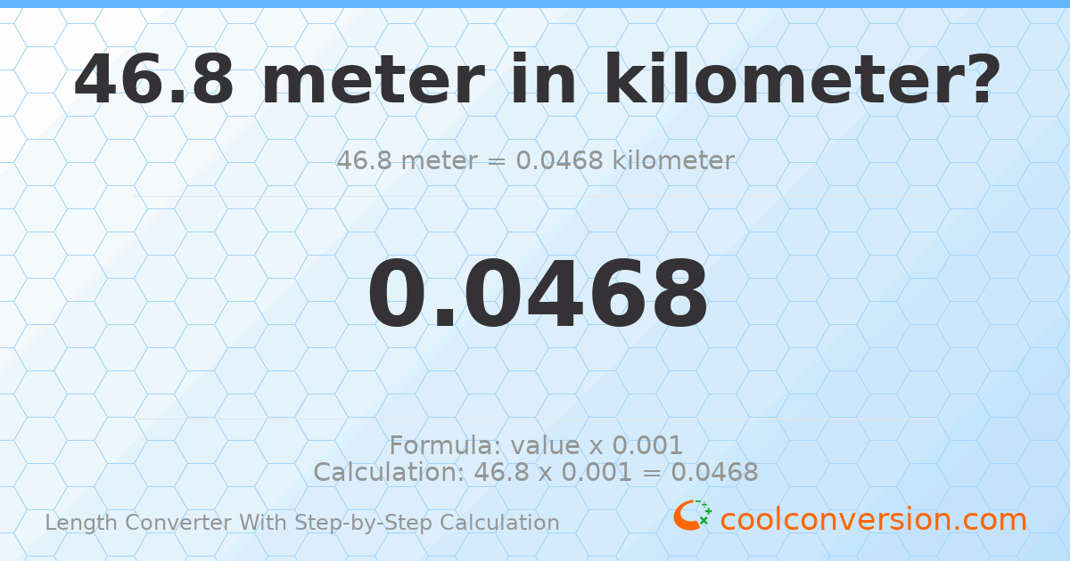 46.8 meters = 0.0468 kilometers