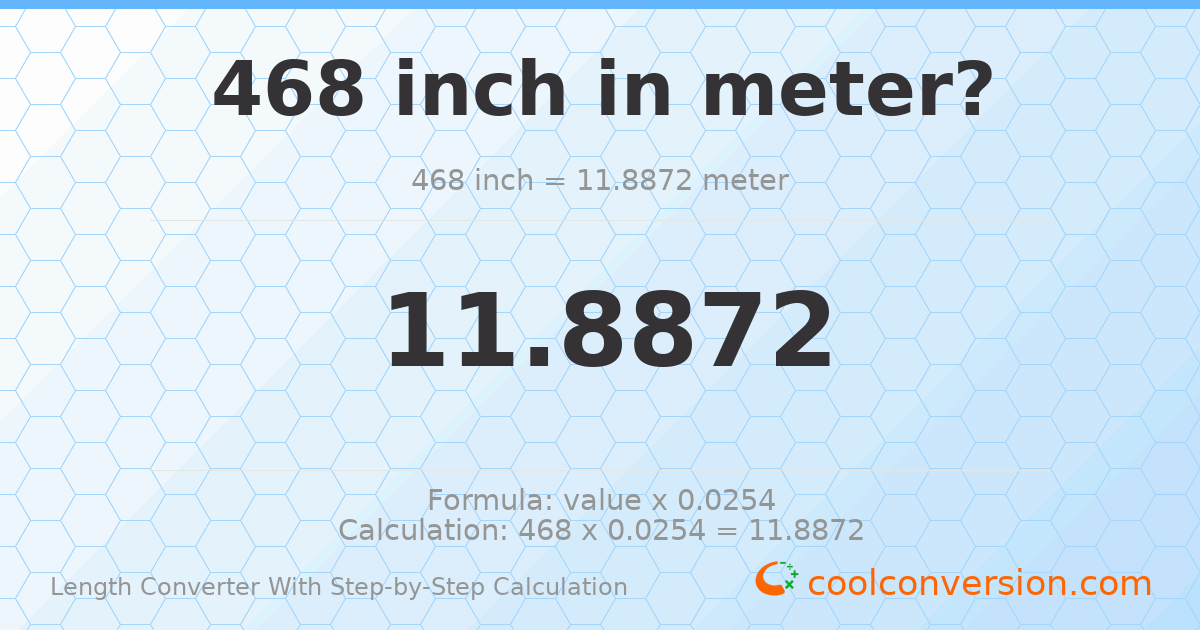 468 inches = 11.8872 meters