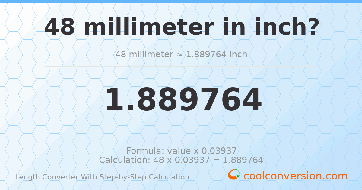48 millimeters = 1.88976 inches