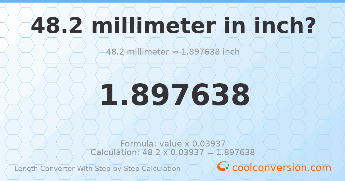 48.2 millimeters = 1.89764 inches