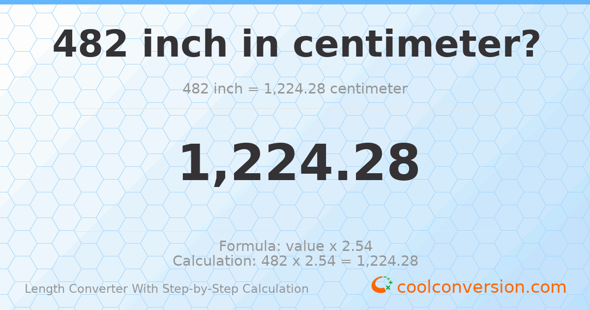 482 inches = 1224.28 centimeters