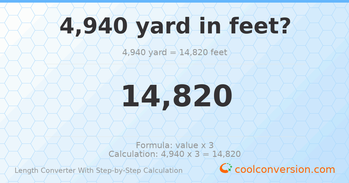 4940 yards = 14820 feet
