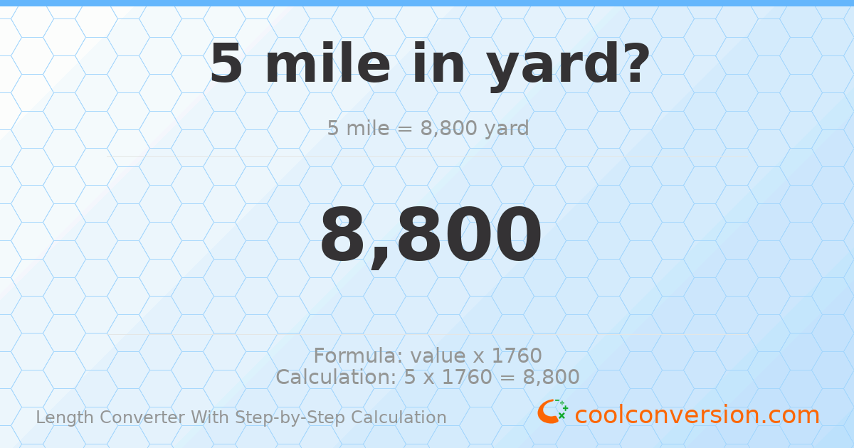 5 miles = 8800 yards
