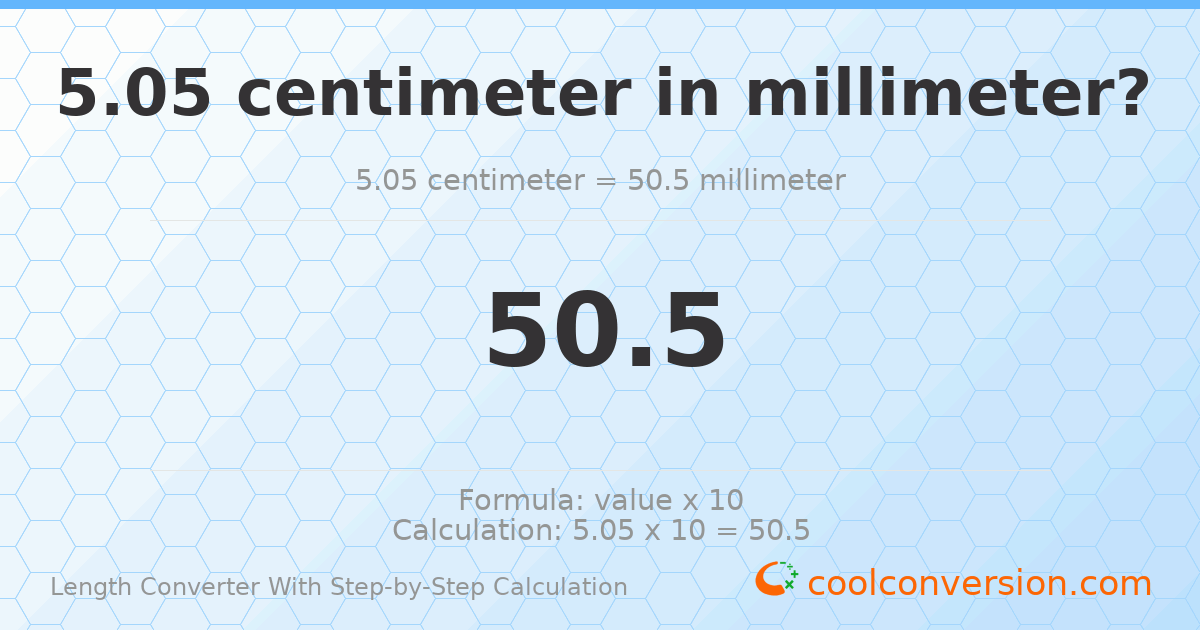 5.05 centimeters = 50.5 millimeters