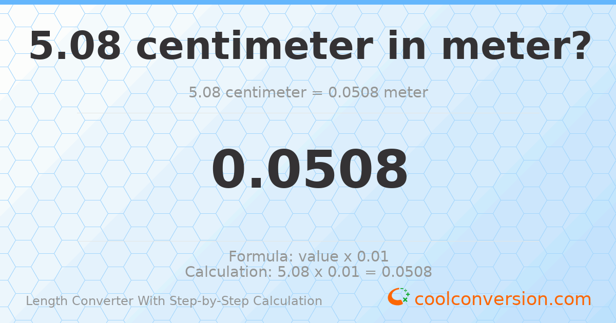 5.08 centimeters = 0.0508 meters