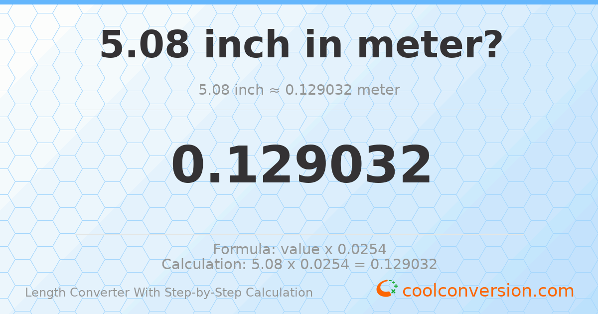 5.08 inches = 0.129032 meters