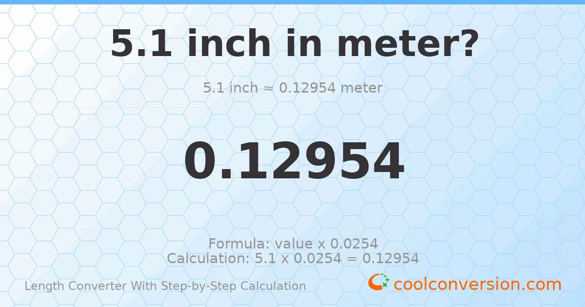 5.1 inches = 0.12954 meters