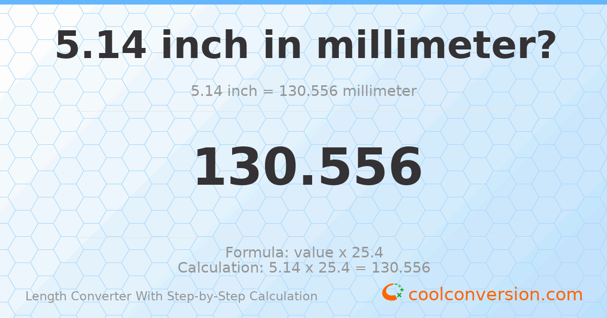 5.14 inches = 130.556 millimeters
