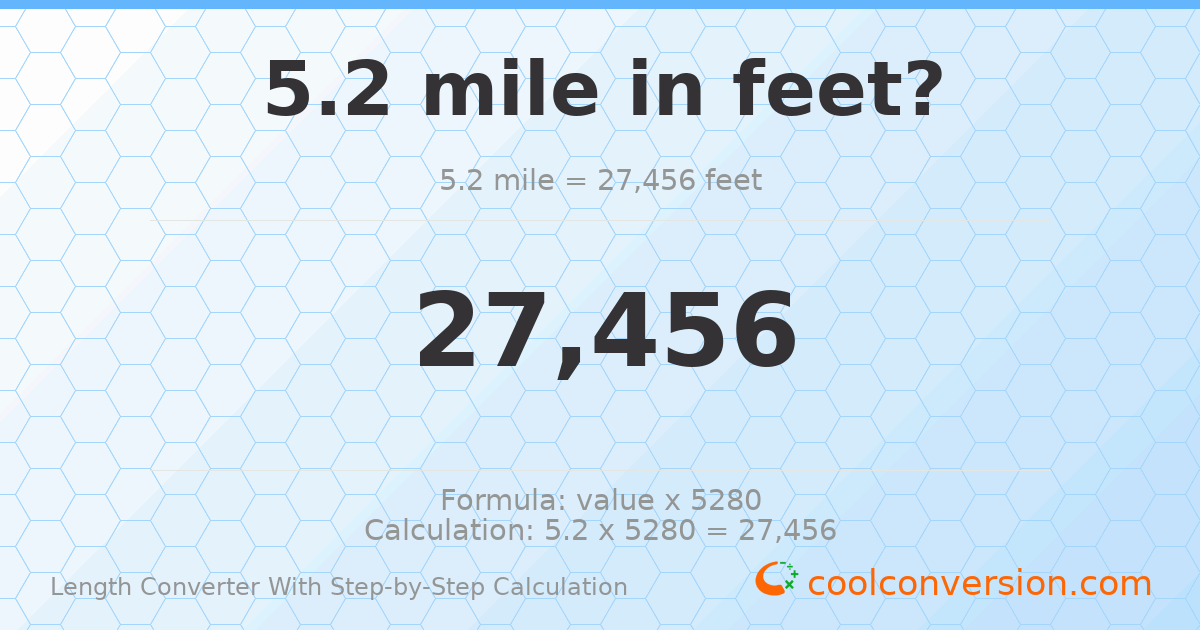 5.2 miles = 27456 feet