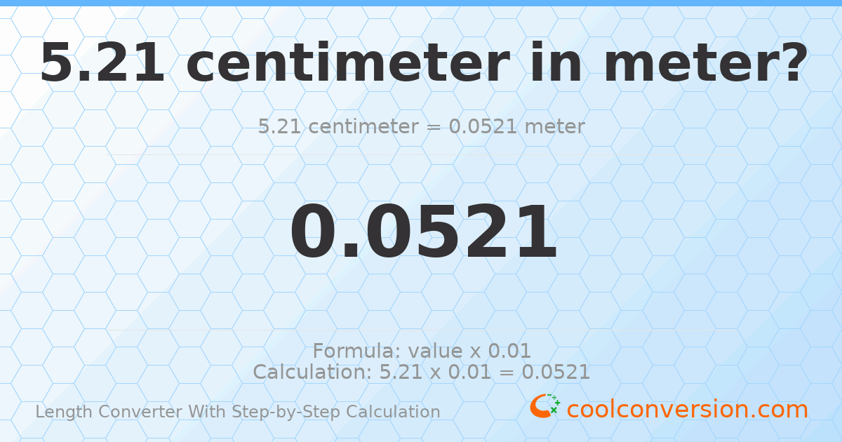 5.21 centimeters = 0.0521 meters