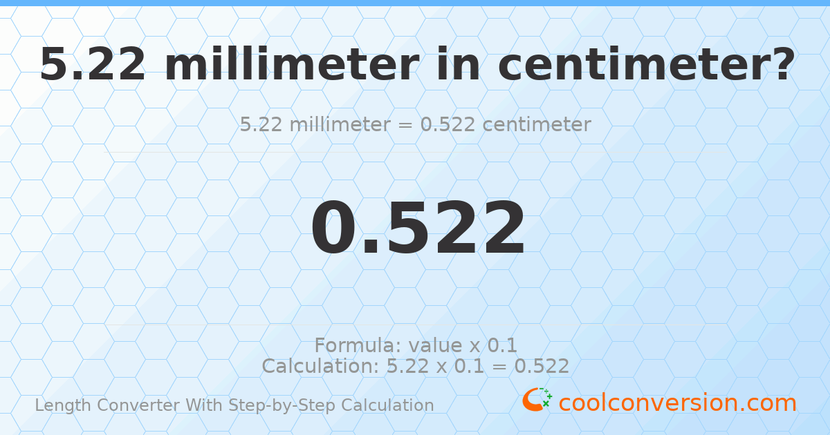 5.22 millimeters = 0.522 centimeters