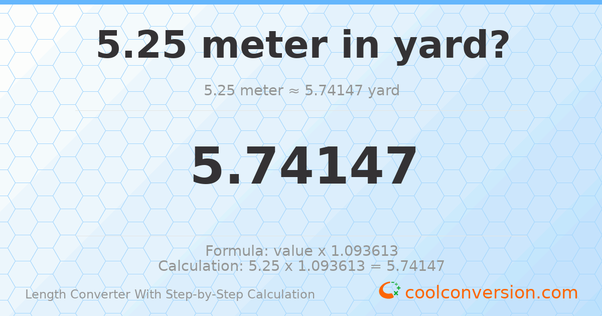 5.25 meters = 5.74147 yards