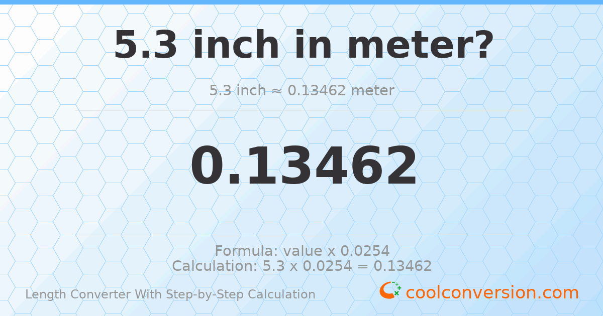 5.3 inches = 0.13462 meters