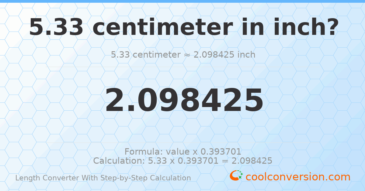 5.33 centimeters = 2.09843 inches