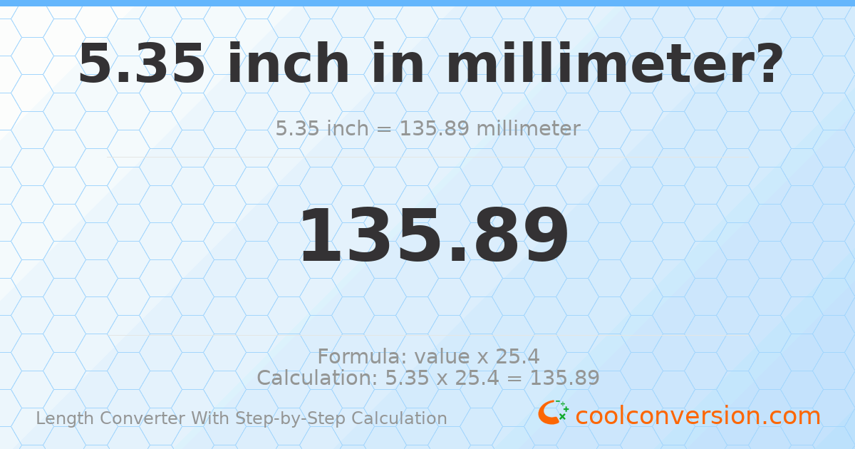 5.35 inches = 135.89 millimeters