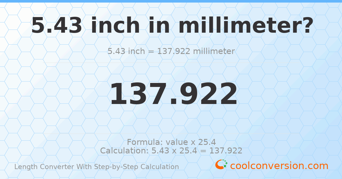 5.43 inches = 137.922 millimeters