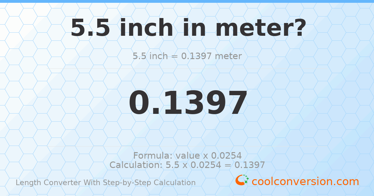 5.5 inches = 0.1397 meters
