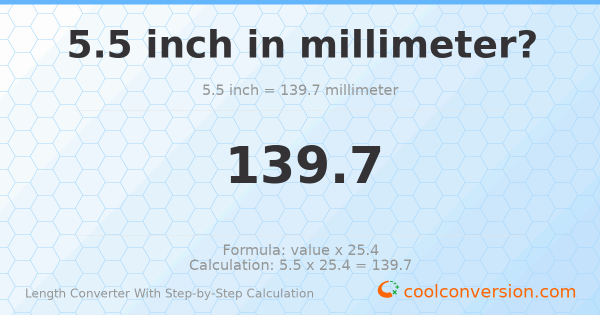 5.5 inches = 139.7 millimeters