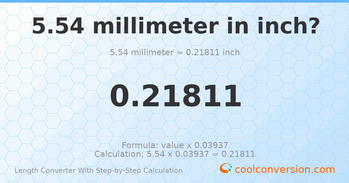 5.54 millimeters = 0.21811 inches