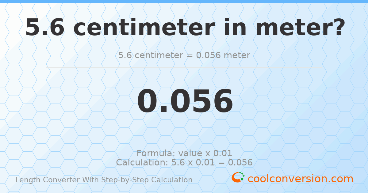 5.6 centimeters = 0.056 meters