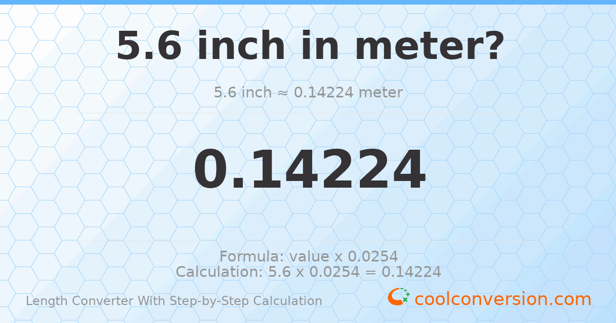 5.6 inches = 0.14224 meters