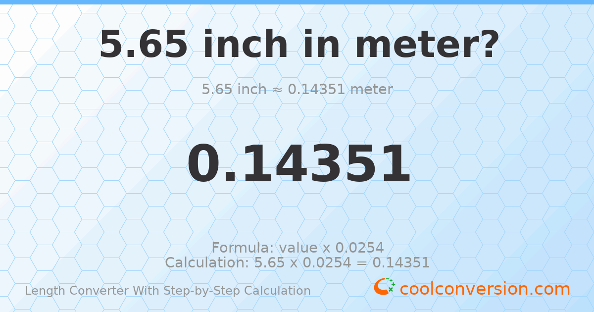 5.65 inches = 0.14351 meters