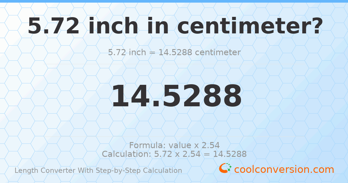 5.72 inches = 14.5288 centimeters