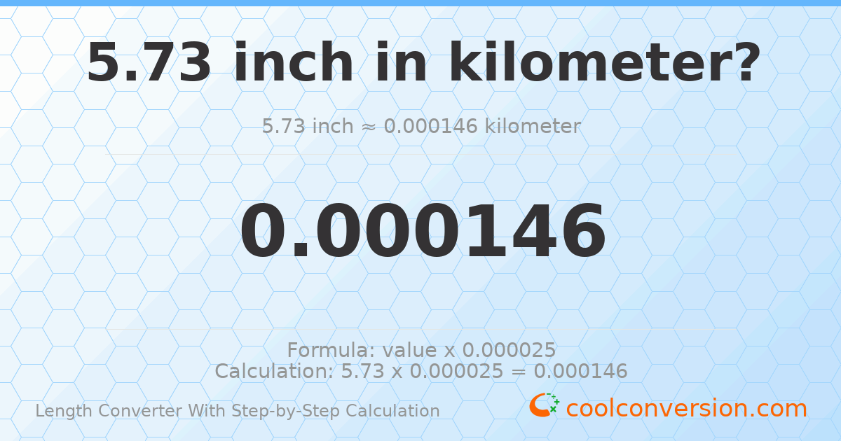 5.73 inches = 0.000145542 kilometers