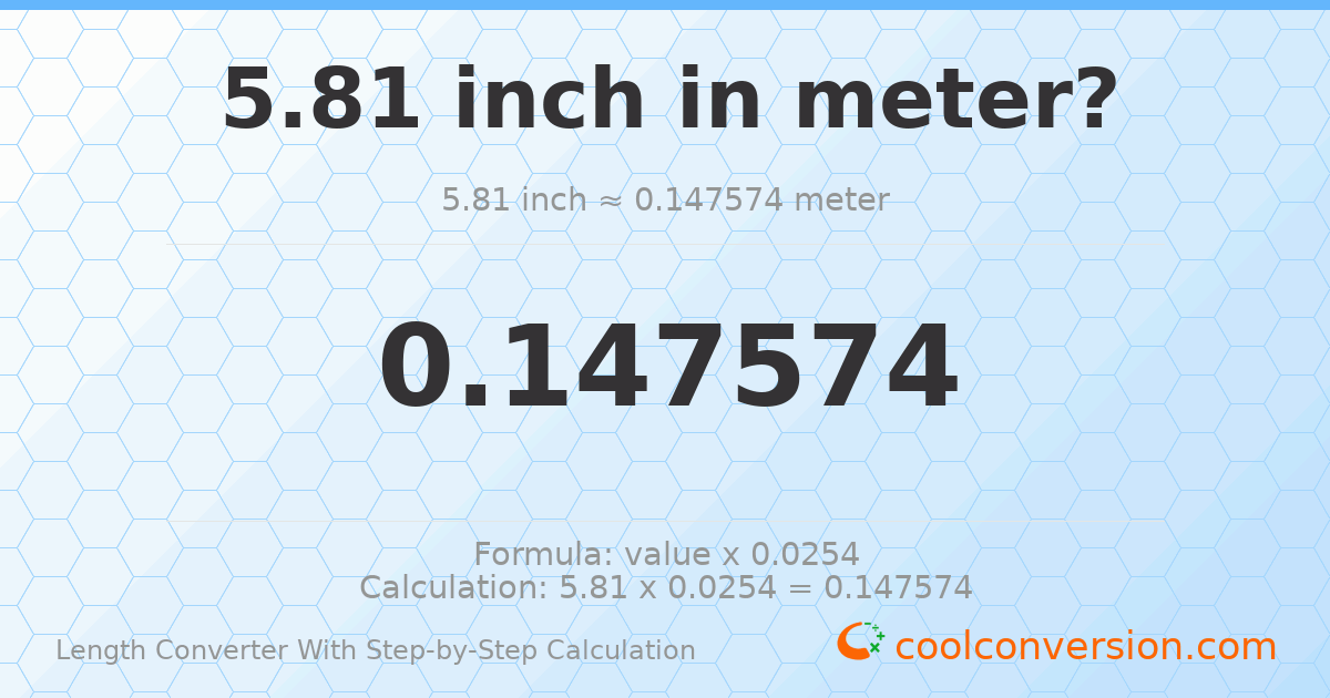 5.81 inches = 0.147574 meters