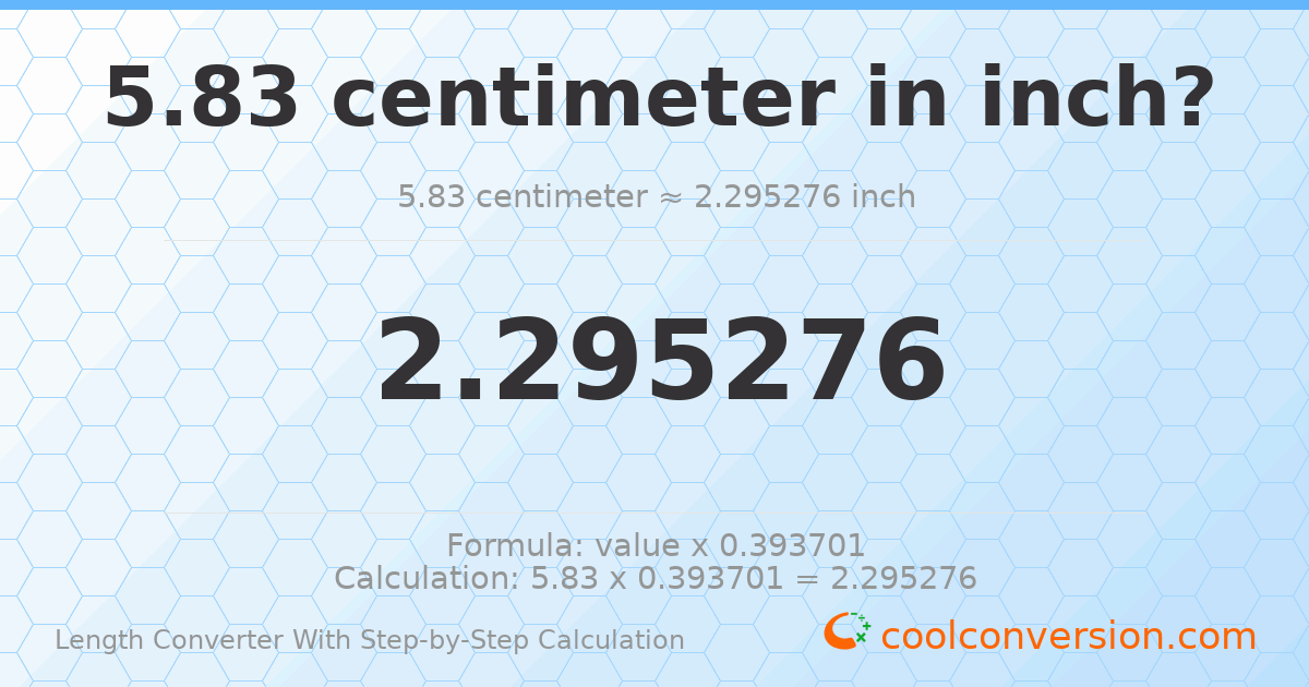 5.83 centimeters = 2.29528 inches