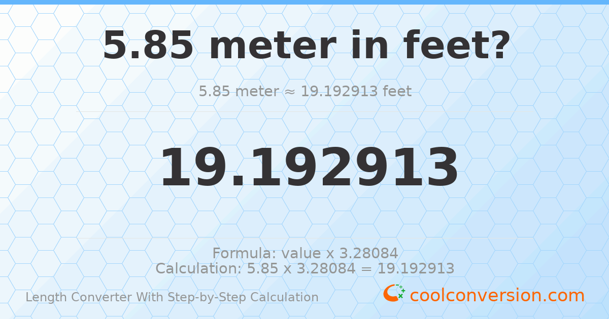 5.85 meters = 19.1929 feet