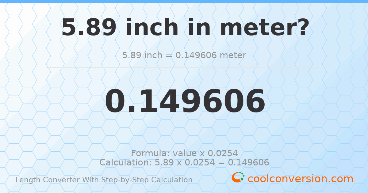 5.89 inches = 0.149606 meters