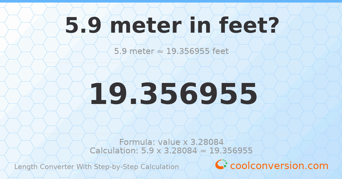 5.9 meters = 19.357 feet