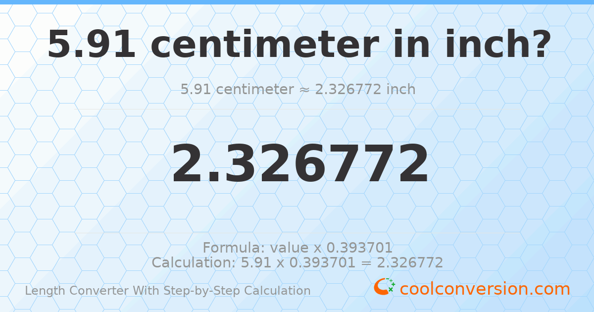 5.91 centimeters = 2.32677 inches