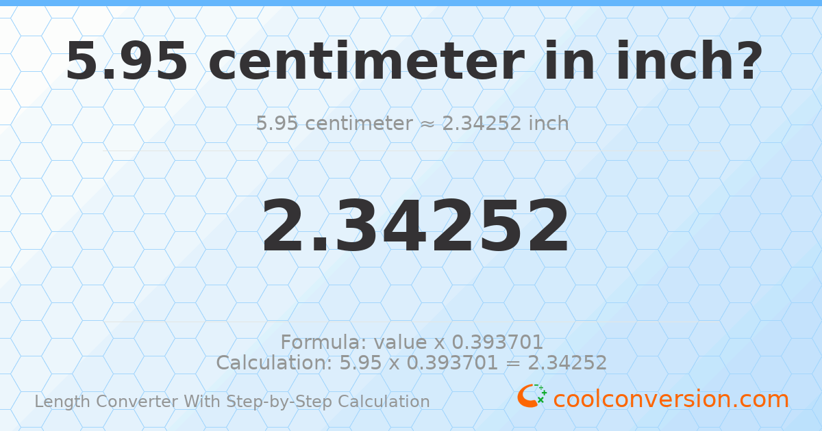 5.95 centimeters = 2.34252 inches