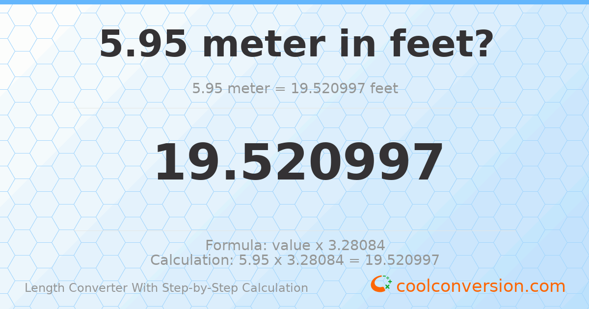 5.95 meters = 19.521 feet
