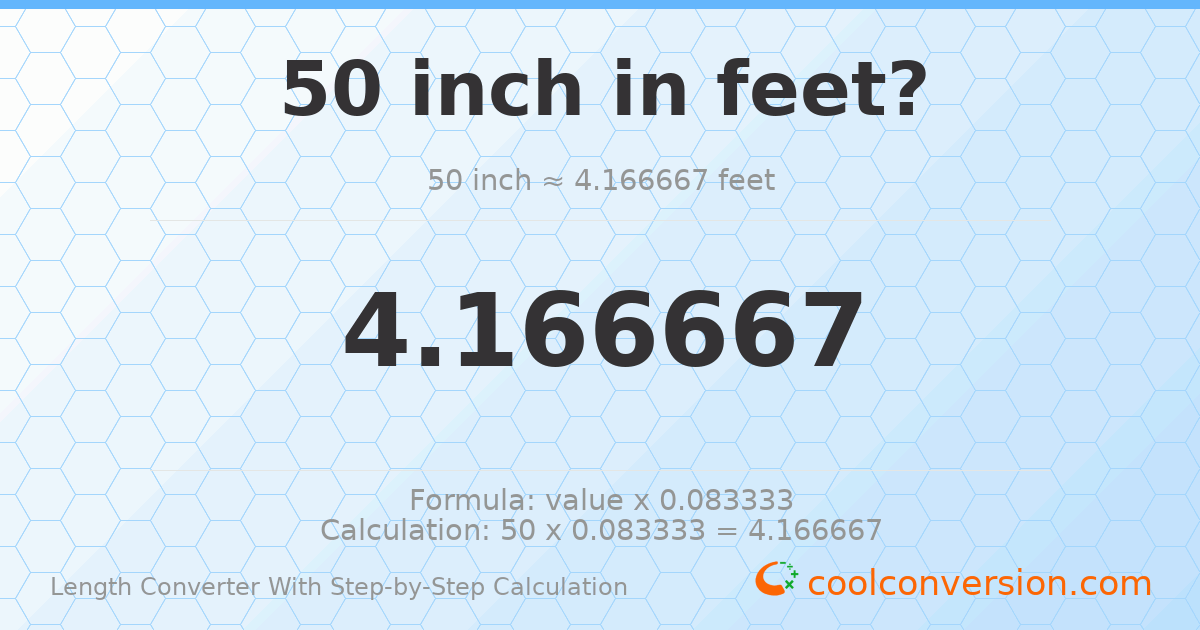50 inches = 4.16667 feet