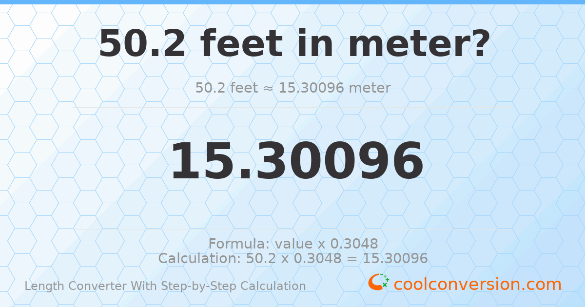 50.2 feet = 15.301 meters