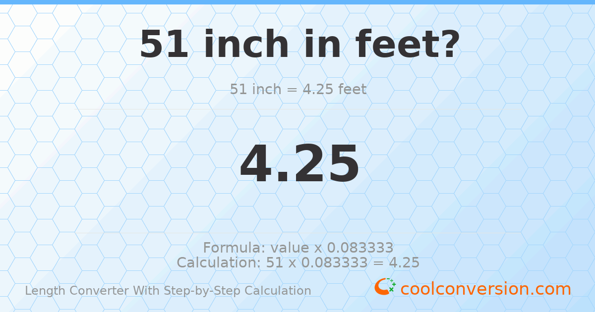 51 inches = 4.25 feet