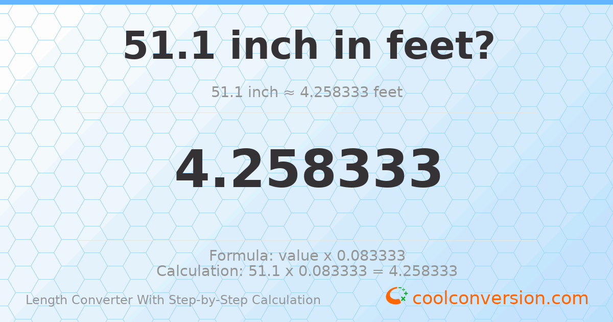 51.1 inches = 4.25833 feet