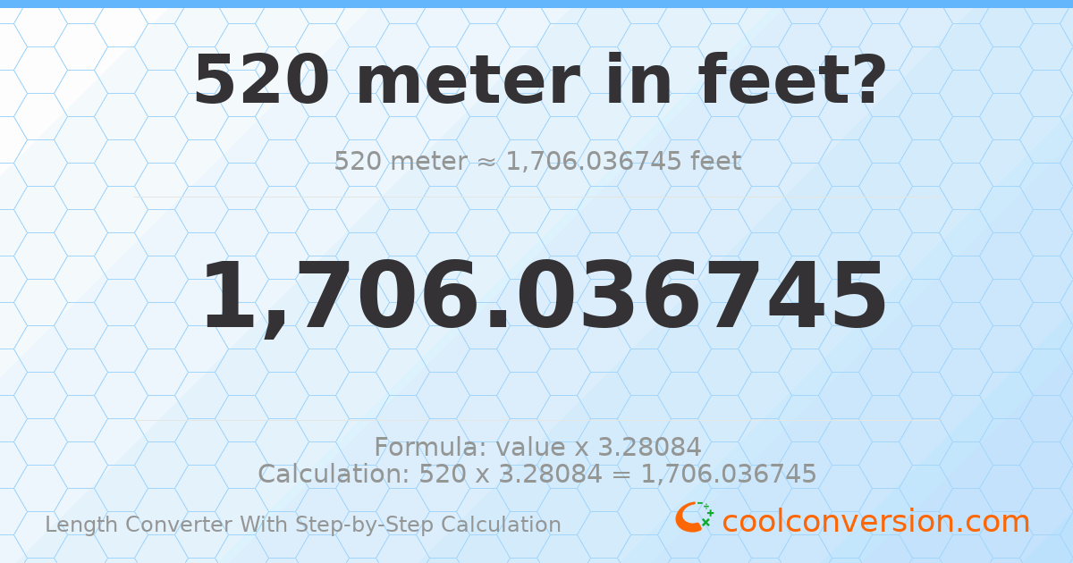 520 meters = 1706.04 feet