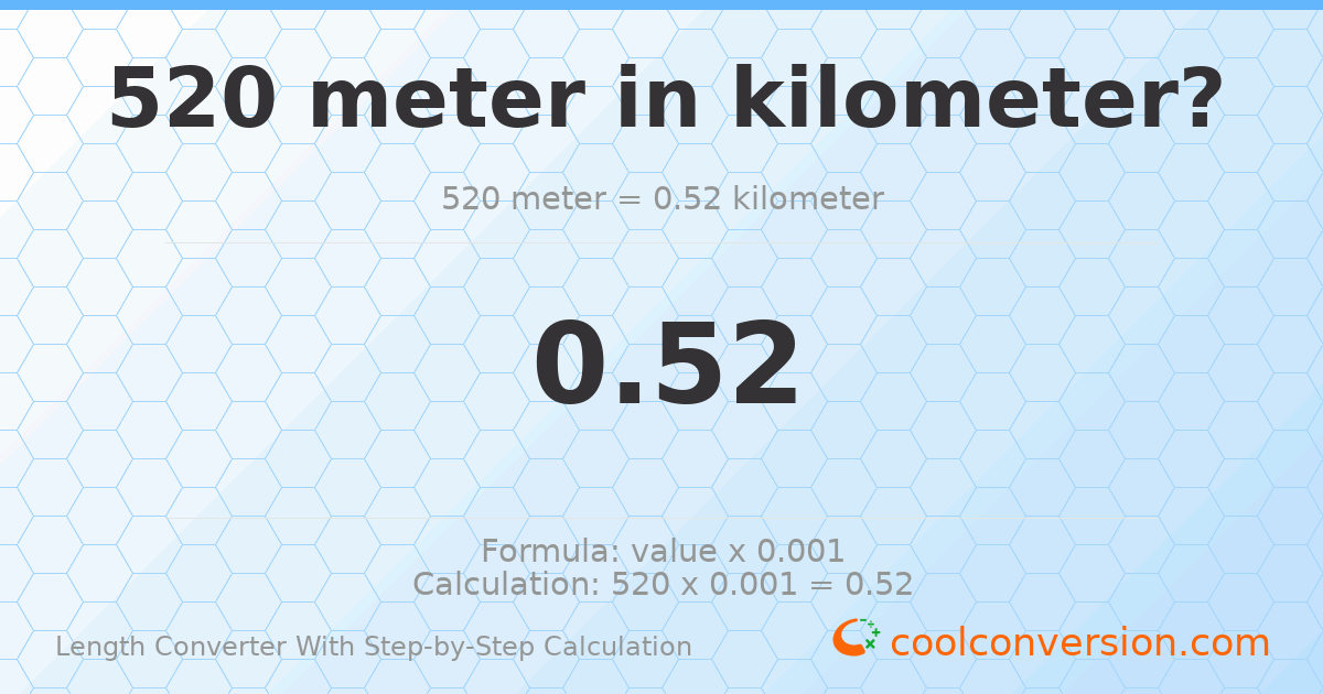 520 meters = 0.52 kilometers
