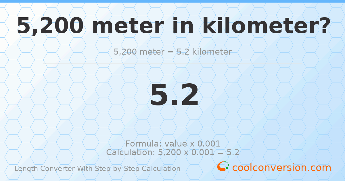 5200 meters = 5.2 kilometers