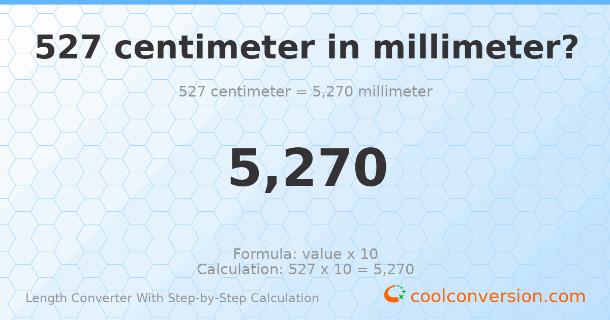 527 centimeters = 5270 millimeters