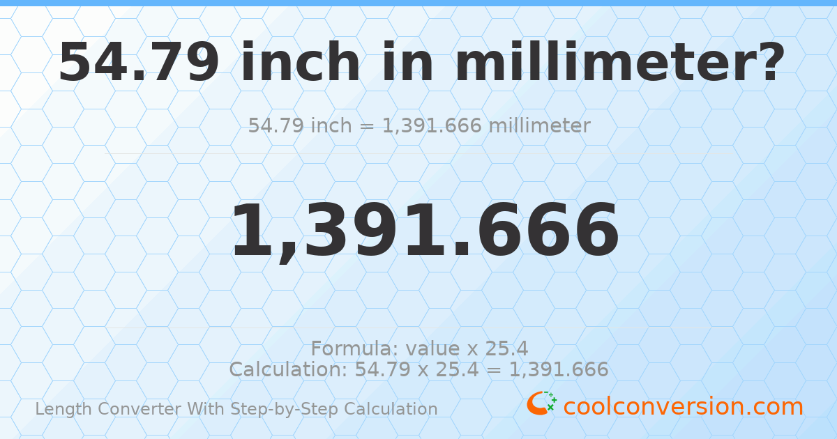 54.79 inches = 1391.67 millimeters
