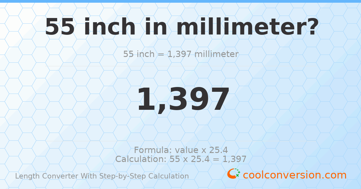 55 inches = 1397 millimeters