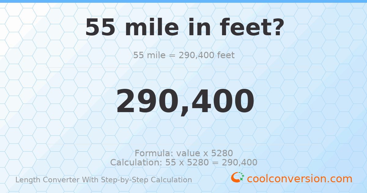 55 miles = 290400 feet