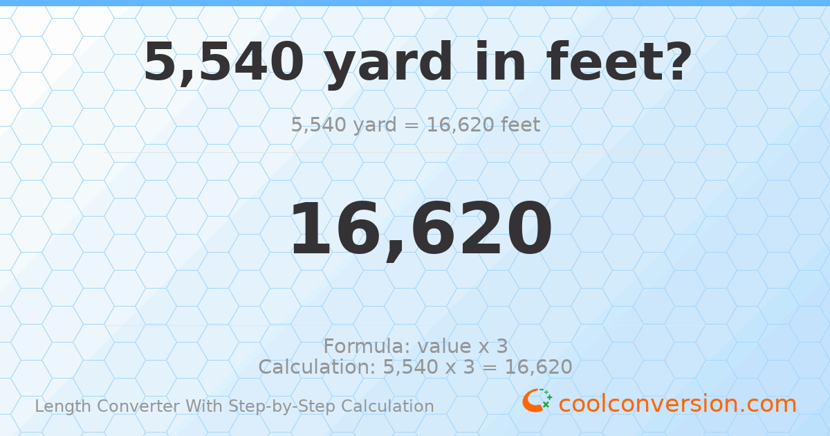 5540 yards = 16620 feet